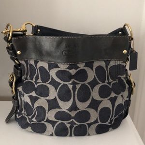 Coach bag with navy leather trims